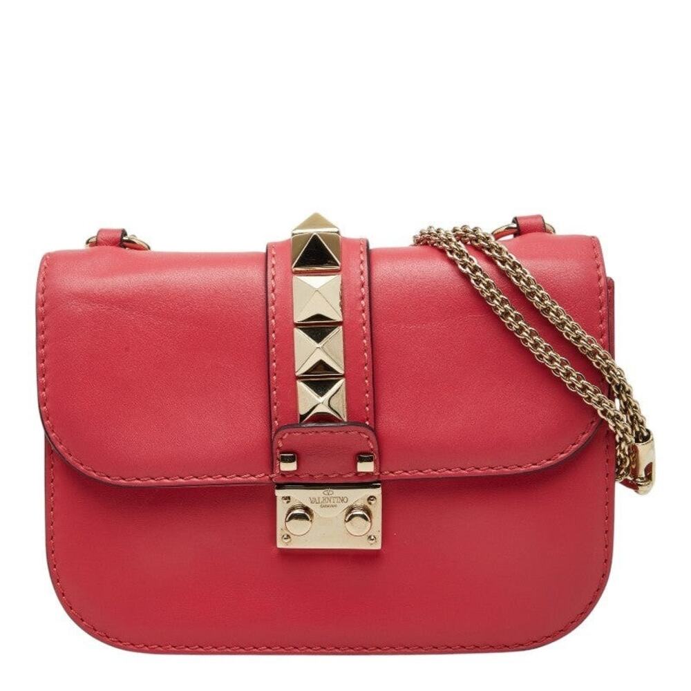 Valentino Leather Rockstud Chain Shoulder Bag Pink
